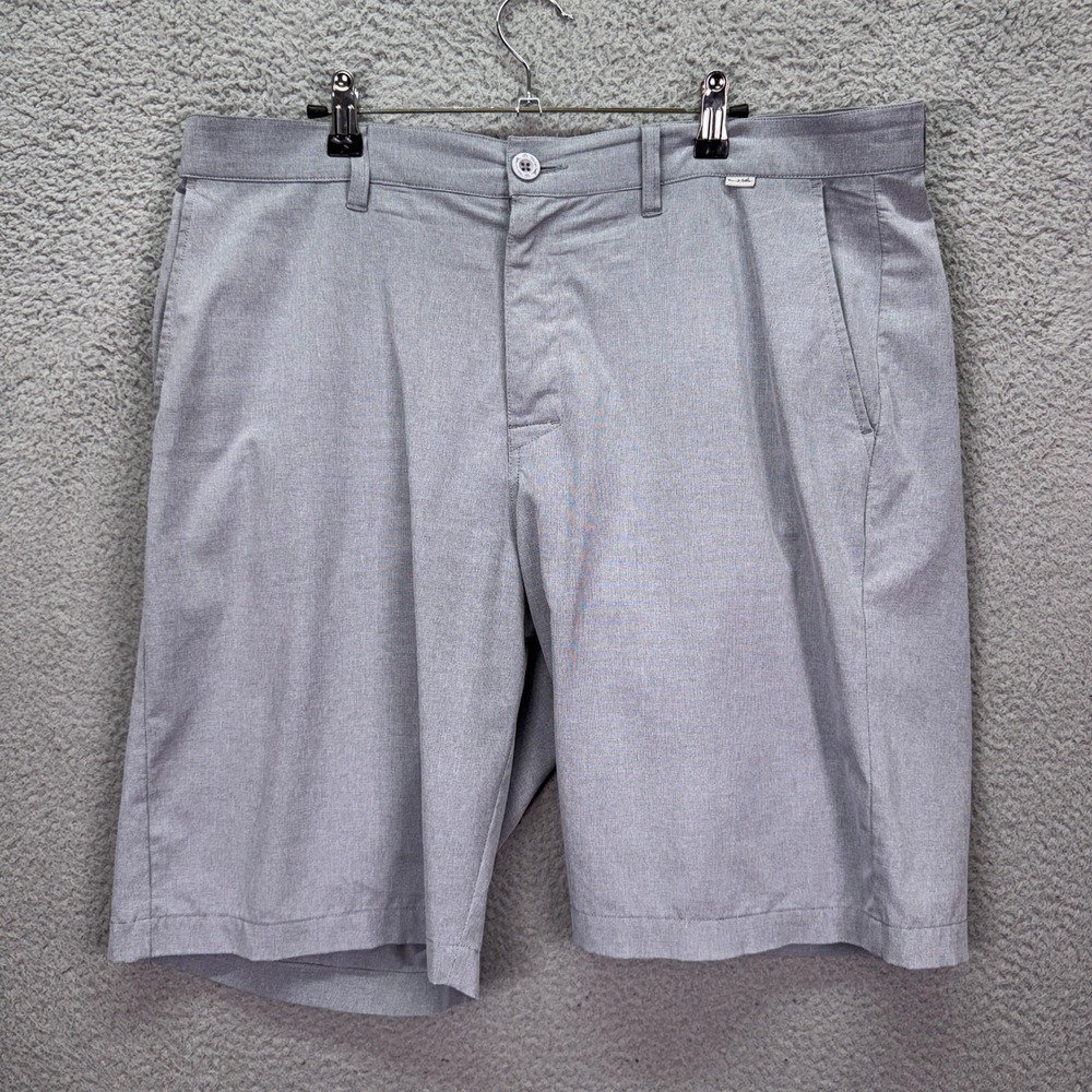 TravisMathew Shorts Men 36 Gray Heathered Performance Golf Stretch Active Preppy